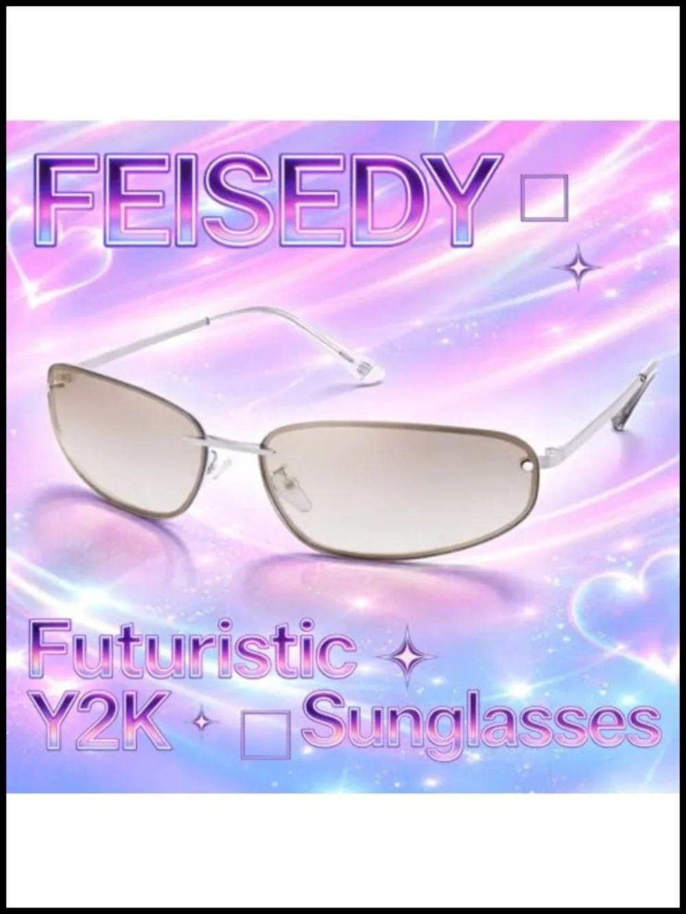 Trendy Y2K Semi-Rimless Metal Sunglasses with UV400 Protection